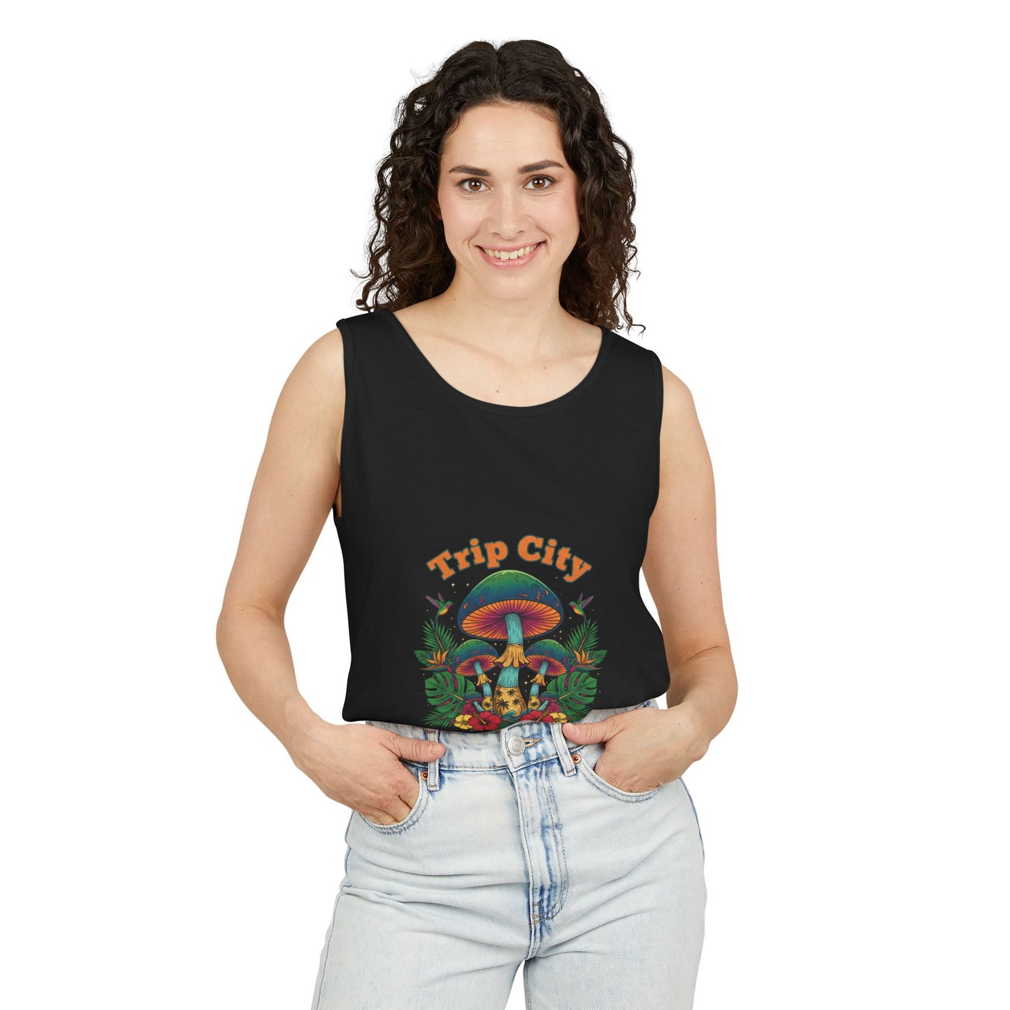 Trip City Mushroom Tank Top — Psychedelic Retro Graphic Tank