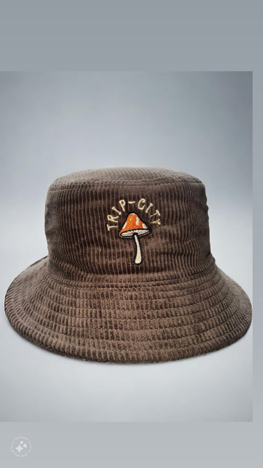 BROWN BUCKET CORDUROY HAT